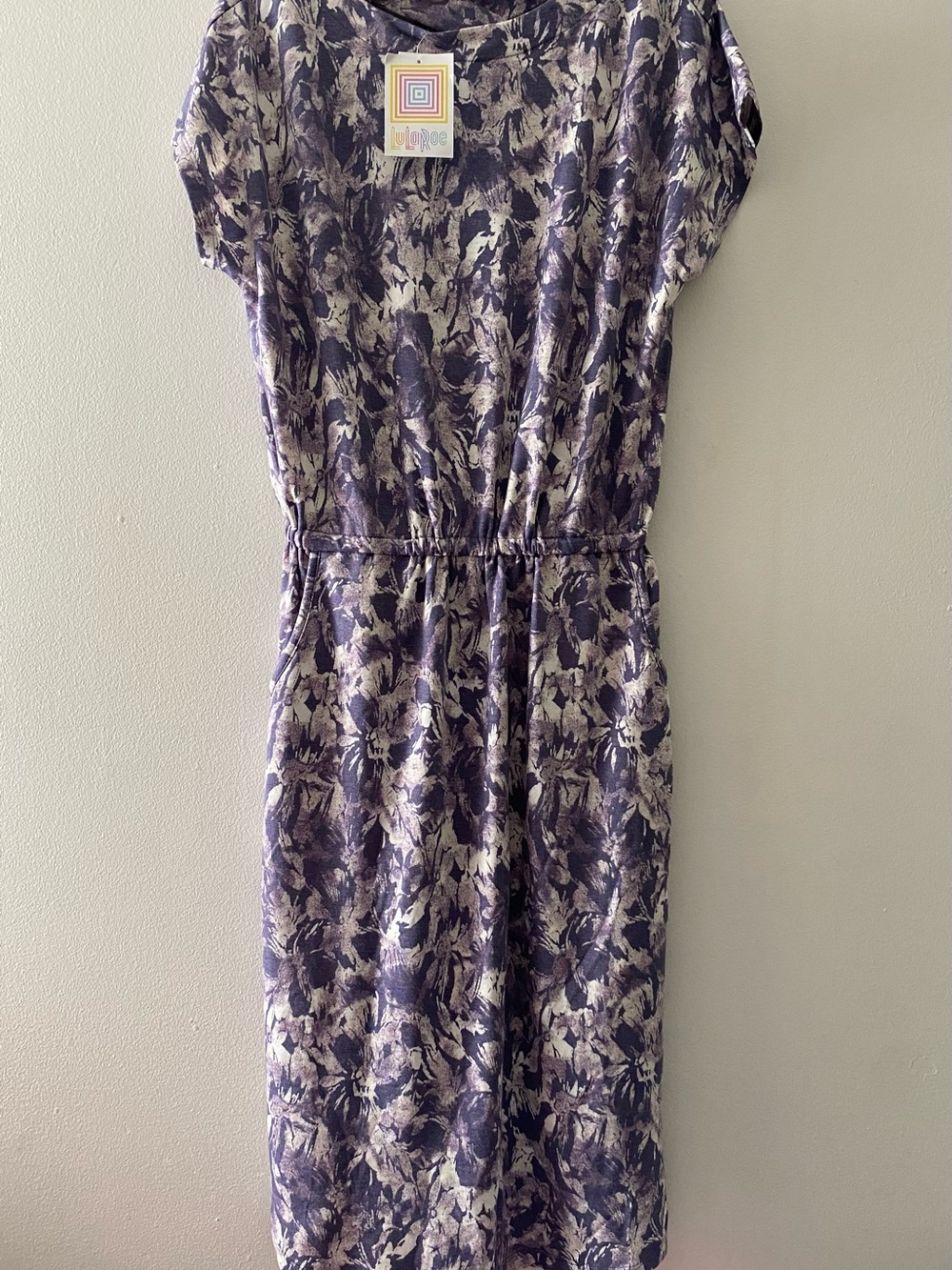 LuLaRoe Purple and Cream Floral Midi Dress NWT